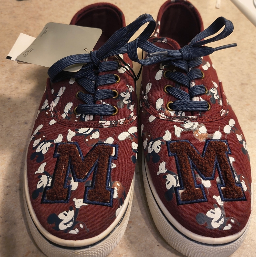 Disney Women's Mickey Mouse Burgundy With Embroidered "M" On Fronts! BNWT'S!